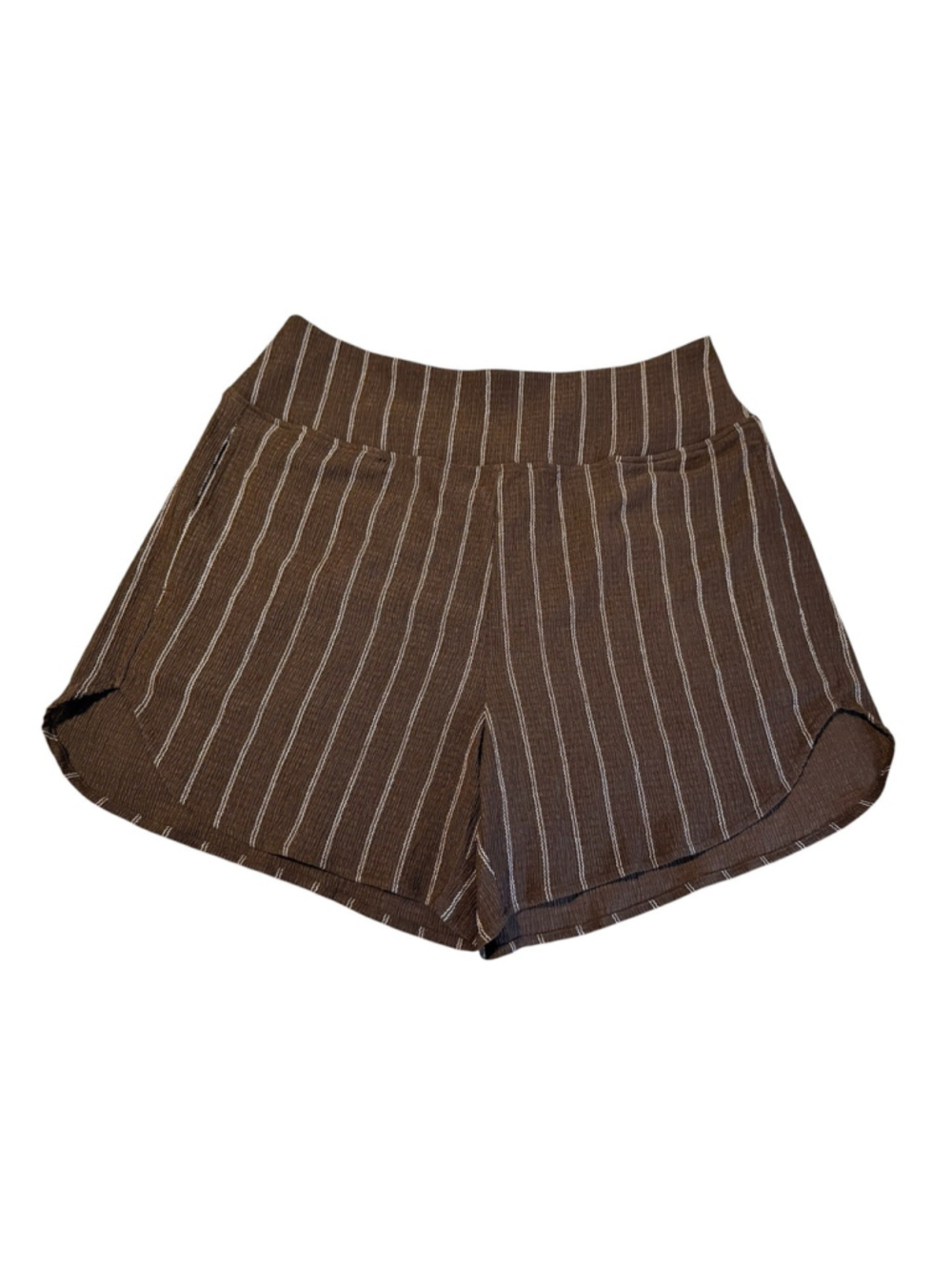 NEW Halara Brown Textured Striped High Waisted Casual Shorts Women’s Large